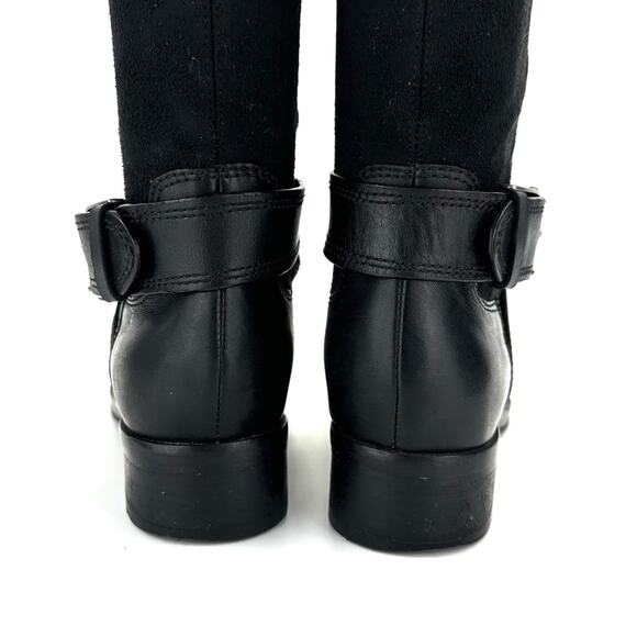 Cole Haan Whitley Black Riding Tall Boot Sz 6.5 Leather & Stretchy Suede Pull-On - Picture 9 of 16